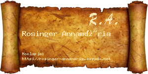 Rosinger Annamária névjegykártya